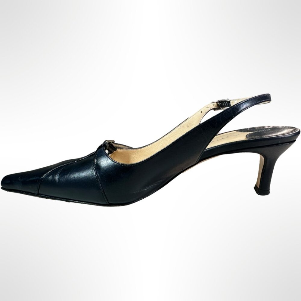 Amalfi Black Leather Slings, Size 5, good condition